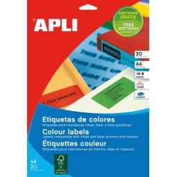 Apli gekleurde etiketten ft 70 x 37 mm (b x h), geel, 480 stuks, 24 per blad (1591)