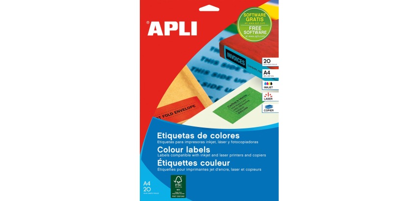 Apli colored labels ft 70 x 37 mm (w x h), yellow, 480 pieces, 24 per sheet (1591)