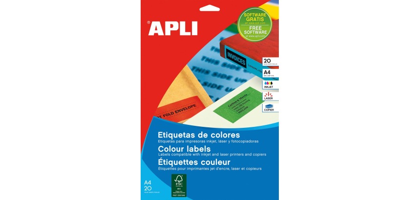 Apli colored labels ft 70 x 37 mm (w x h), yellow, 480 pieces, 24 per sheet (1591)