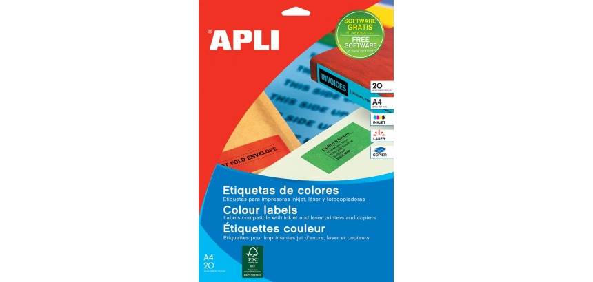 Apli étiquettes colorées ft 70 x 37 mm (l x h), rouge, 480 pièces, 24 par feuille (1593)
