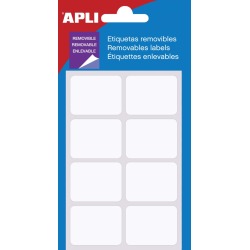 Apli afneembare witte etiketten ft 25 x 40 mm (b x h), 56 stuks, 8 per blad (1895), etui van 7 blad