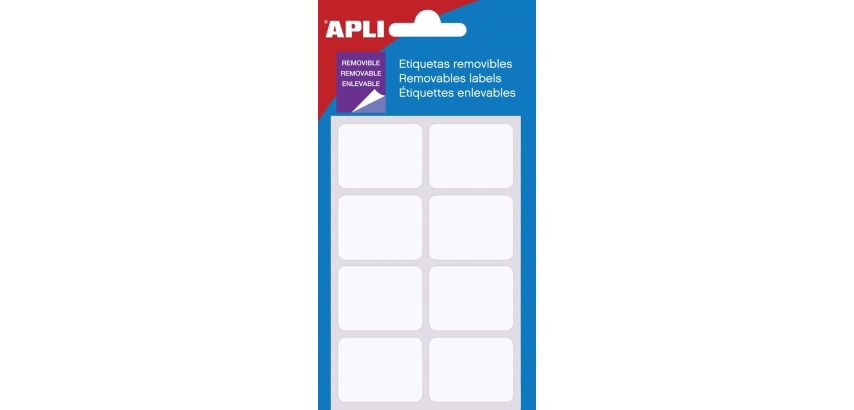 Apli afneembare witte etiketten ft 25 x 40 mm (b x h), 56 stuks, 8 per blad (1895), etui van 7 blad