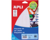 Apli étiquettes blanches Print & Write ft 19 x 27 mm (l x h), 735 pièces, 49 par feuille (1865)