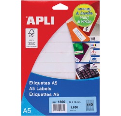 Apli witte etiketten Print & Write ft 12 x 18 mm (b x h), 1.650 stuks, 110 per blad (1860)