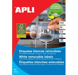 Apli afneembare witte etiketten ft 48,5 x 25,4 mm (b x h), 4.400 stuks, 44 per blad (3054)
