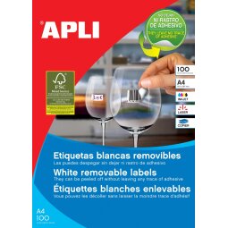 Apli afneembare witte etiketten ft 64,6 x 33,8 mm (b x h), 2.400 stuks, 24 per blad (3056)