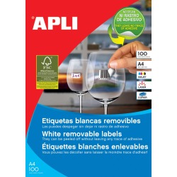 Apli étiquettes blanches repositionnables ft 210 x 297 mm (l x h), 100 pièces, 1 par feuille (3060)