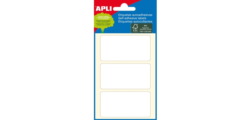 Apli witte etiketten ft 34 x 67 mm (b x h), 18 stuks, 3 per blad (2684)