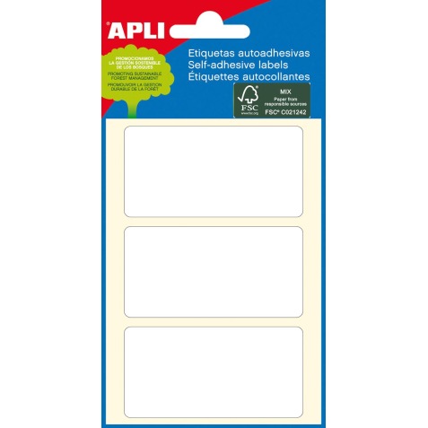 Apli étiquettes blanches ft 34 x 67 mm (l x h), 18 pièces, 3 par feuille (2684)