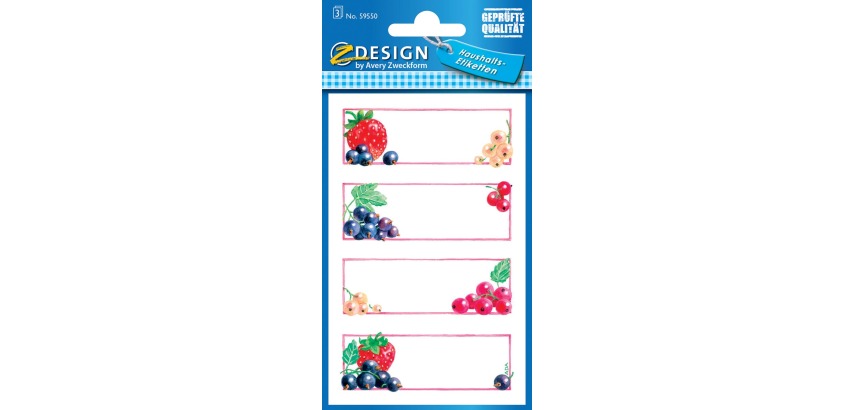 Avery étiquettes ménagères, blister de 3 feuilles, 12 étiquettes