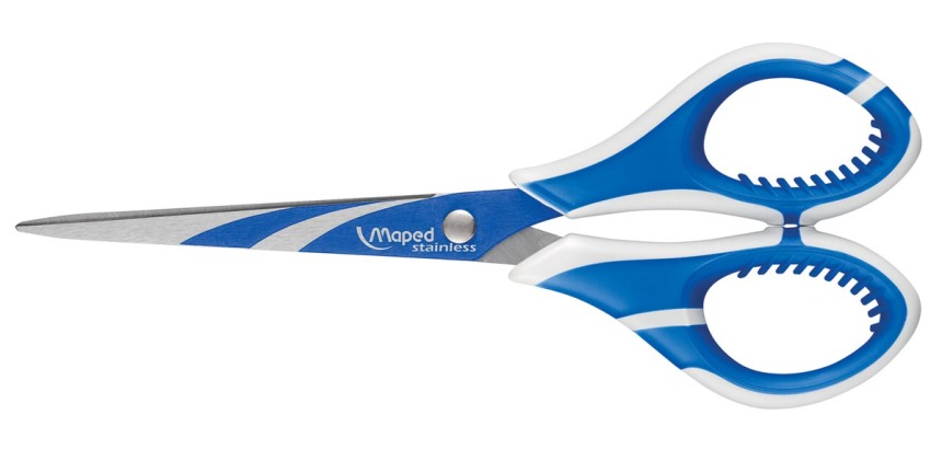 Maped schaar Zenoa fit, ft 17 cm, rechts, ronde punt, RVS, blauw, blister van 1 stuk