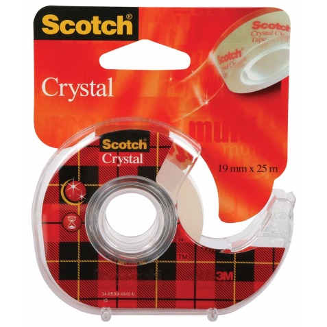 Scotch ruban adhésif Crystal, ft 19 mm x 25 m, blister de 1 dérouleur avec 1 rouleau