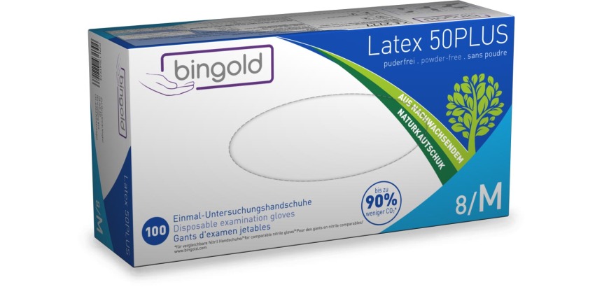 Latex gloves, white, medium, white, powder-free, box of 100 pieces