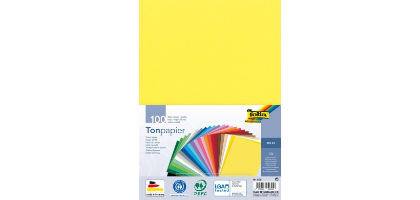 Folia gekleurd papier à dessin, 120 g, ft 21 x 29,7 cm, A4, couleurs assorties, paquet de 100 feuilles
