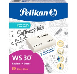 Pelikan gomme WS30, large, blanc, boîte de 30 pièces