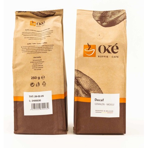 Oké koffie, gemalen, pak van 250 g, Deca