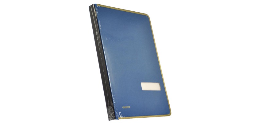 Class'ex blue sign holder, with metal protective edge