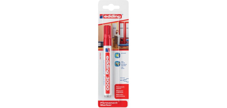 Viltstift edding 3000 rond 1.5-3mm rood blister à 1 stuk