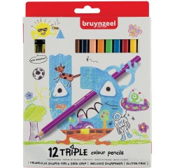 Kleurpotloden Bruynzeel Kids Triple assorti 12 stuks