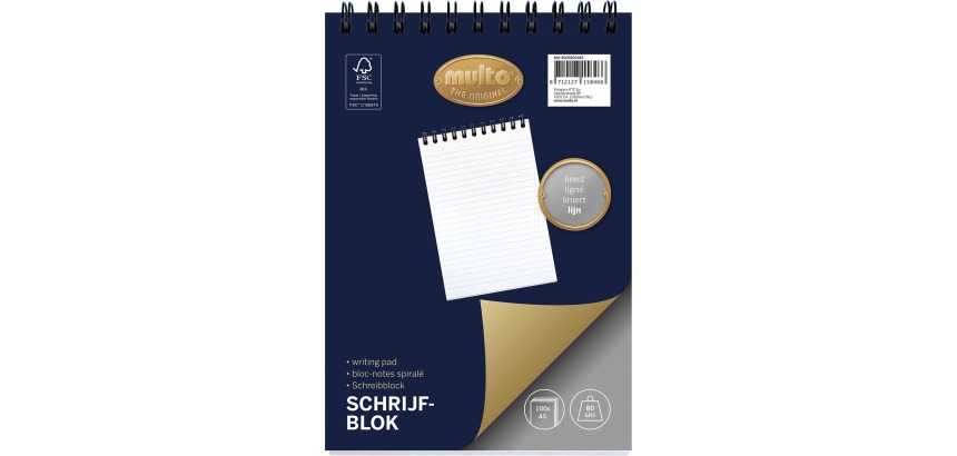 Multo kopspiraalblok, ft A5, gelijnd, 100 vel