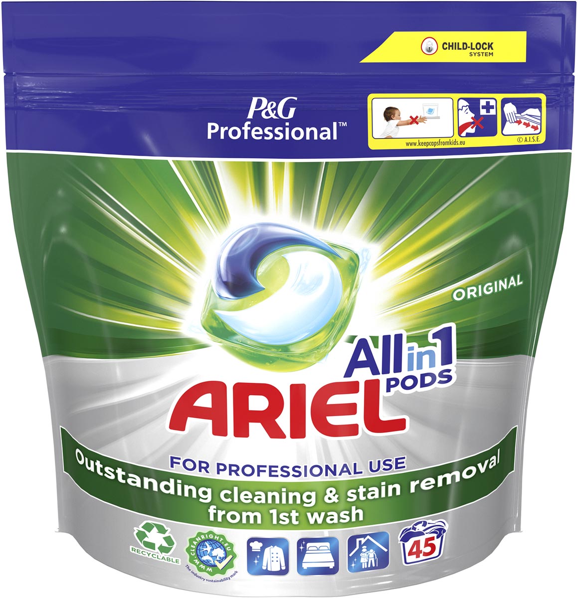 Ariel Professional lessive All-in-1 Regular, paquet de 45 capsules