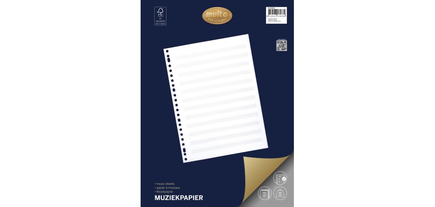 Multo muziekpapier voor ft A4, 23-gaatsperforatie, 50 vel