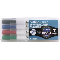 Artline Supreme whiteboardmarker, etui van 4 stuks, assorti