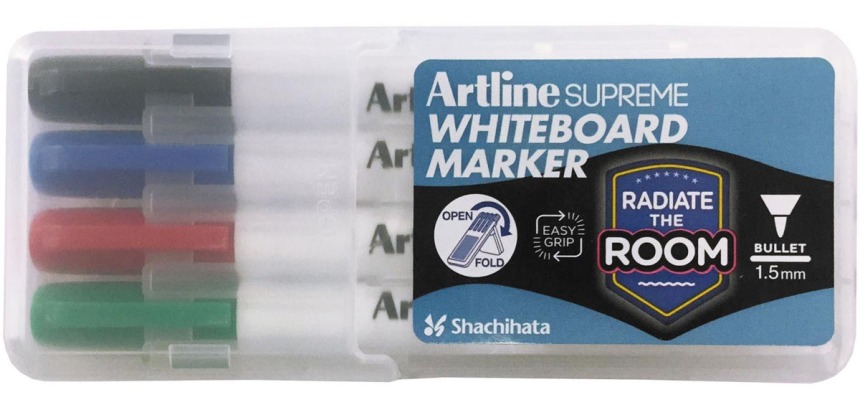 Artline Supreme marqueur pour tableau blanc, etui de 4 pièces, assorti