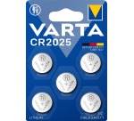 Pile bouton VARTA CR2025 lithium blister 5 pièces