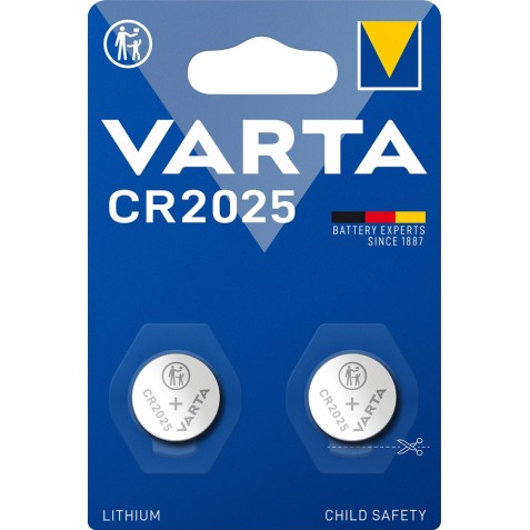 Varta knoopcel Lithium CR2025, blister van 2 stuks