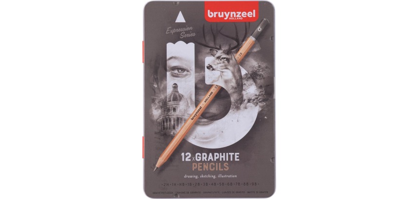 Grafietpotlood Bruynzeel Expression set à 12 hardheden grijs