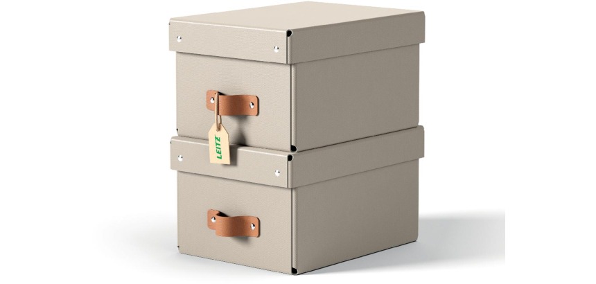 Leitz Puro boîte d'archives, small, 7 litres, beige, paquet de 2 pièces