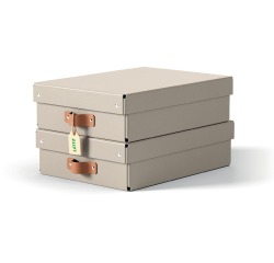 Leitz Puro boîte d'archives, medium basse, 8 litres, beige, paquet de 2 pièces