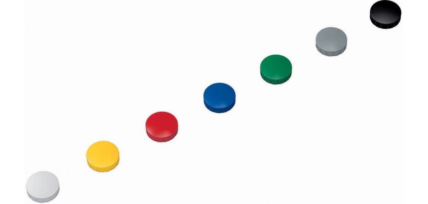 MAUL Magnet Solid, 24 mm, Zugkraft 600 g Box mit 10 Stück sortiert