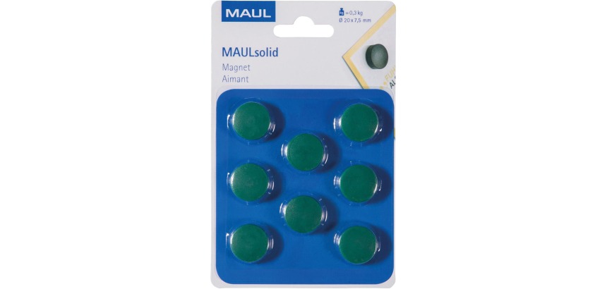 Solid Magnetic Maul, 20 mm, 300 g, blister pack of 8 pieces, green