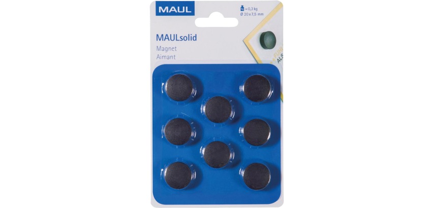 Maul Aimant Solid, 20 mm, 300 gr, blister de 8 pièces, noir