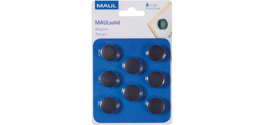 Maul Aimant Solid, 20 mm, 300 gr, blister de 8 pièces, noir