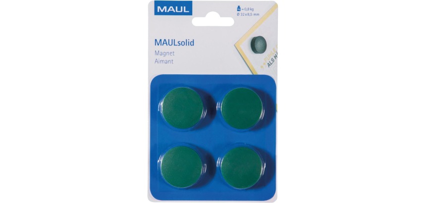 Solid Magnetic Mallet, 32 mm, 800 g, blister pack of 4 pieces, green