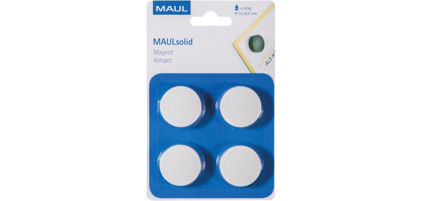 Maul Aimant Solid, 32 mm, 800 gr, blister de 4 pièces, blanc