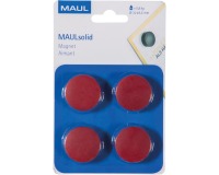 MAUL magneet Solid, 32 mm, trekkracht 800 gr, blister van 4 stuks, rood