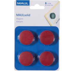 Maul Aimant Solid, 32 mm, 800 gr, blister de 4 pièces, rouge