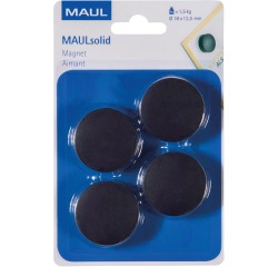Maul Aimant Solid, 38 mm, 1,5 kg, blister de 4 pièces, noir