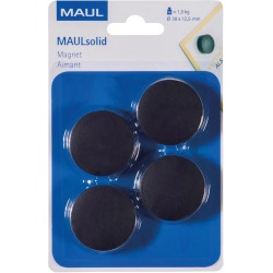 Maul magneet Solid, 38 mm, trekkracht 1,5 kg, blister van 4 stuks, zwart