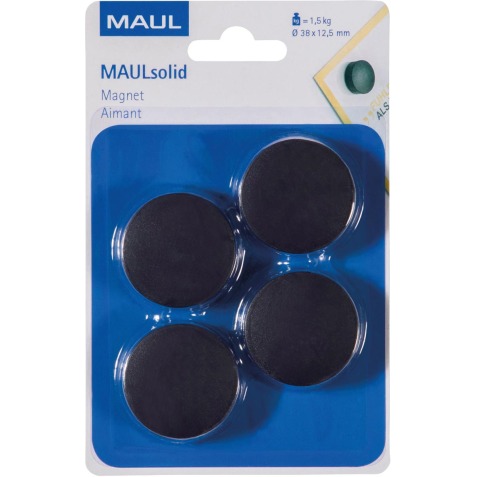 Maul Aimant Solid, Ø38mm, 1,5kg, blister 4 pces, noir