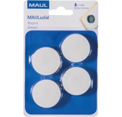 Maul Aimant Solid, 38 mm, 1,5 kg, blister de 4 pièces, blanc