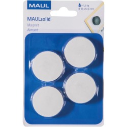 MAUL magneet Solid, 38 mm, trekkracht 1,5 kg, blister van 4 stuks, wit