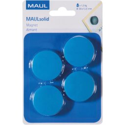 Maul Aimant Solid, Ø38mm, 1,5kg, blister 4 pces, bleu