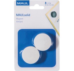 Maul Aimant Solid, 38 mm, 2,5 kg, blister de 2 pièces, blanc