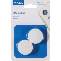 Maul Aimant Solid, 38 mm, 2,5 kg, blister de 2 pièces, blanc