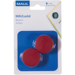 MAUL magneet Solid, 38 mm, trekkracht  2,5 kg, blister van 2 stuks, rood